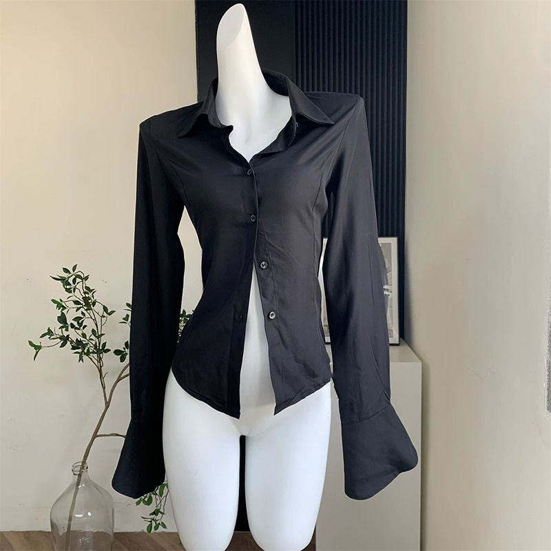 Street Fashion Korea - Gidyq camicie da donna nere con