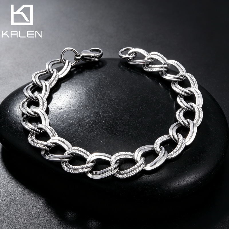 Fashion Street Singapore - Bracciale da uomo in acciaio inossidabile,