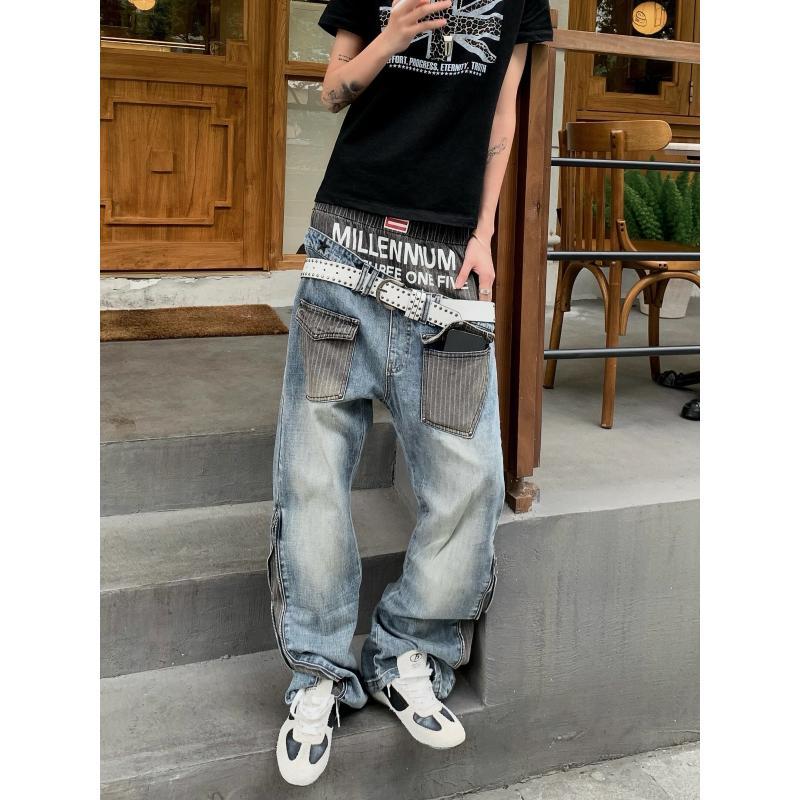 Street Fashion England - Jeans da Uomo con Design Patchwork,
