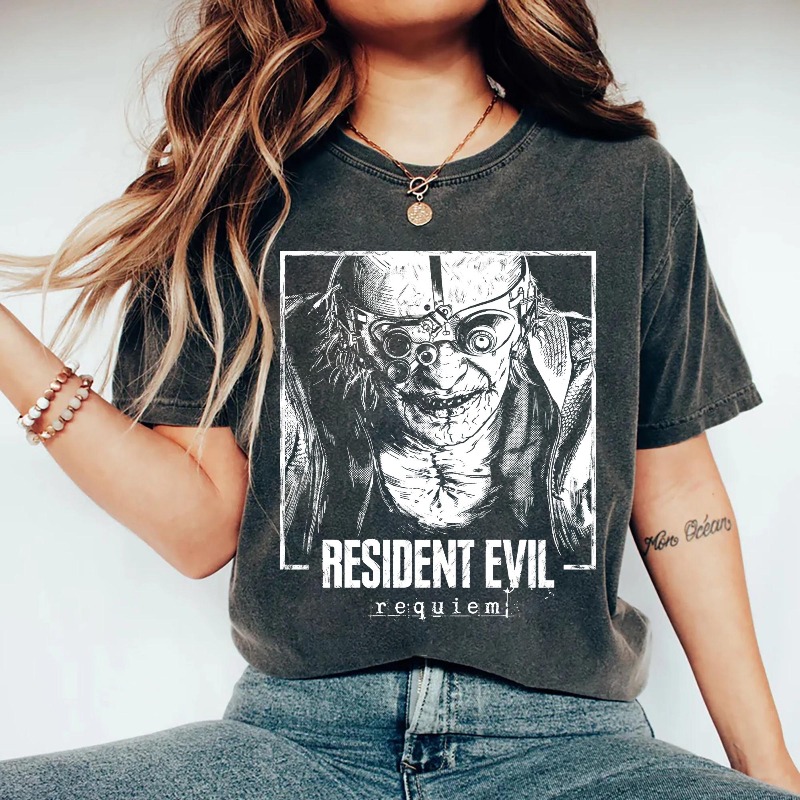Street Fashion Style Male - T-shirt Retro Resident Evil 9 Requiem,