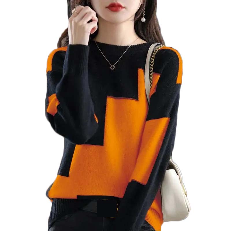 Street Fashion Korea - Moda O-Collo Impiombato Maglione di Colore