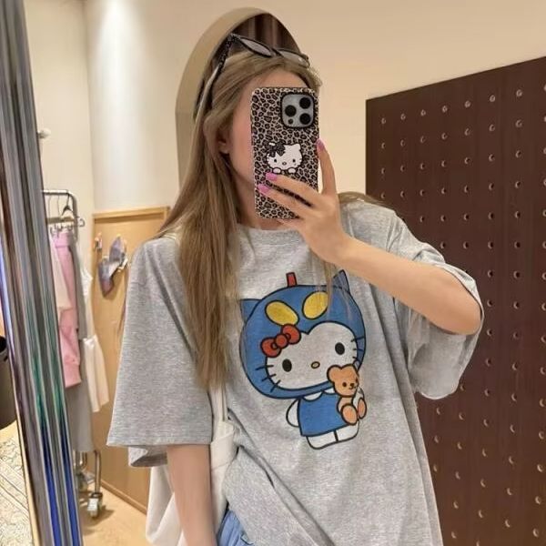 Street Fashion Casual - T-shirt stampata Hello Kitty a maniche